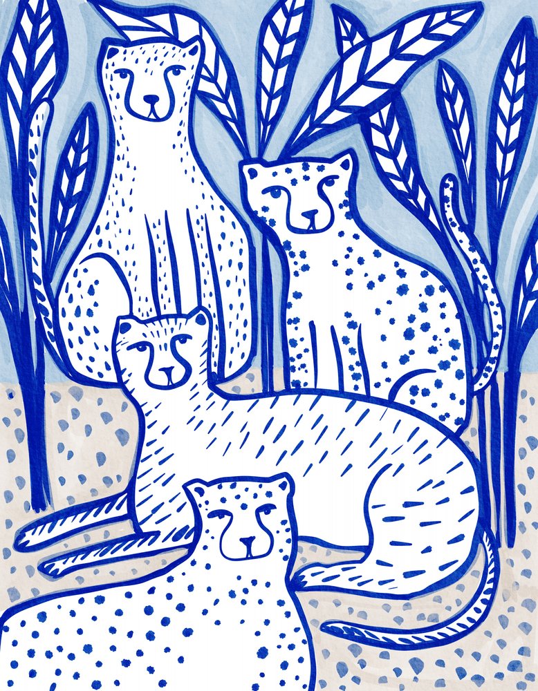Blauwe junglecheeta’s door Nikita Jariwala