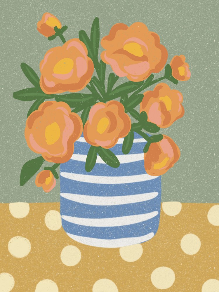 Stilleven met oranje bloemen door Nikita Jariwala