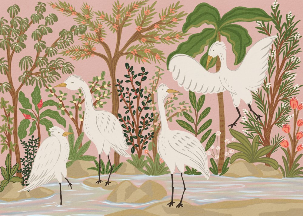 Vredige jungle-reigers door Nikita Jariwala