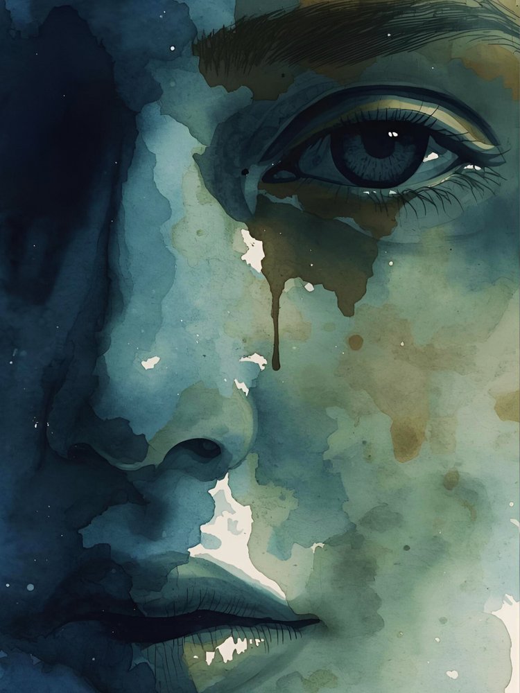 Emotioneel aquarelportret door Ohkimiko