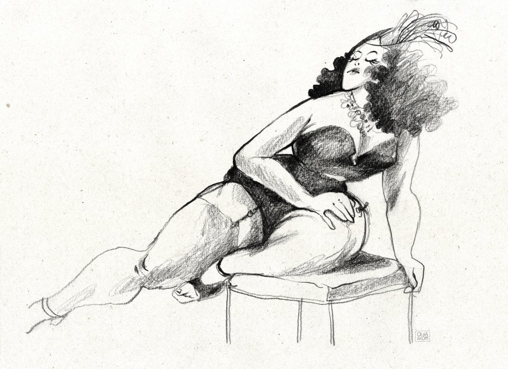 Glamoureuze pin-up met rondingen door Olga Skomorokhova