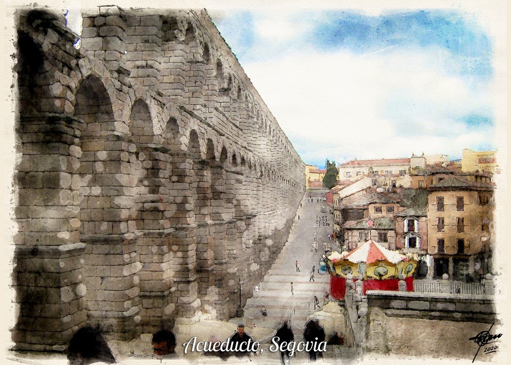 Het Romeinse aquaduct van Segovia door Osvaldo Russo