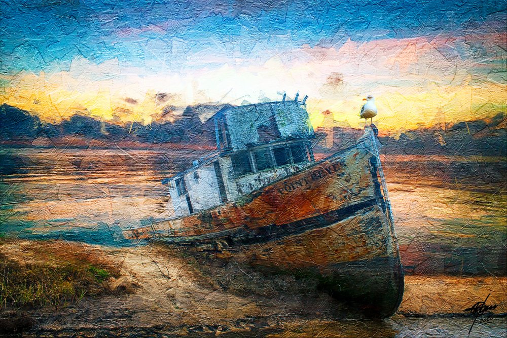 Rustieke boot bij zonsondergang door Osvaldo Russo