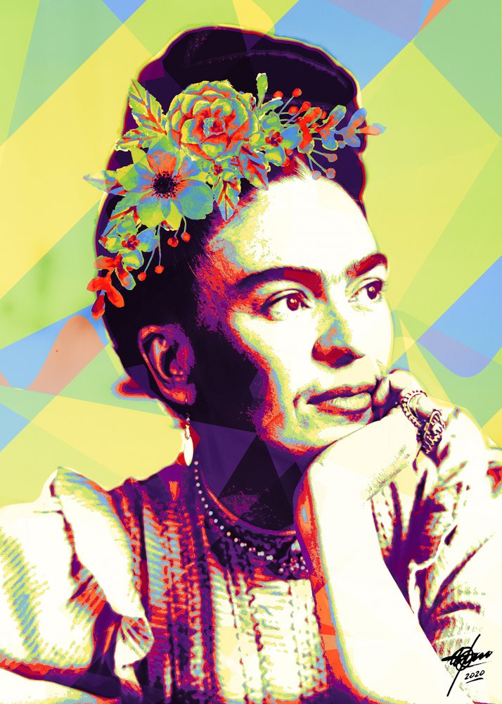 Levendig portret van Frida door Osvaldo Russo
