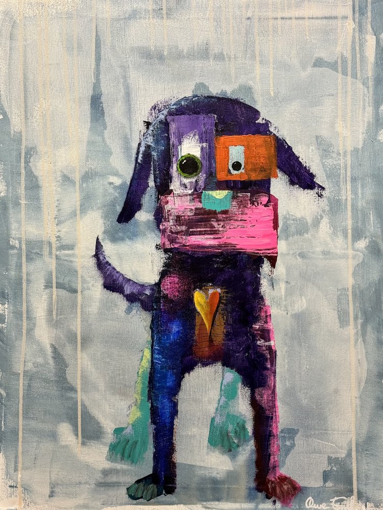 Kleurrijke abstracte hond door Owe Emfestav