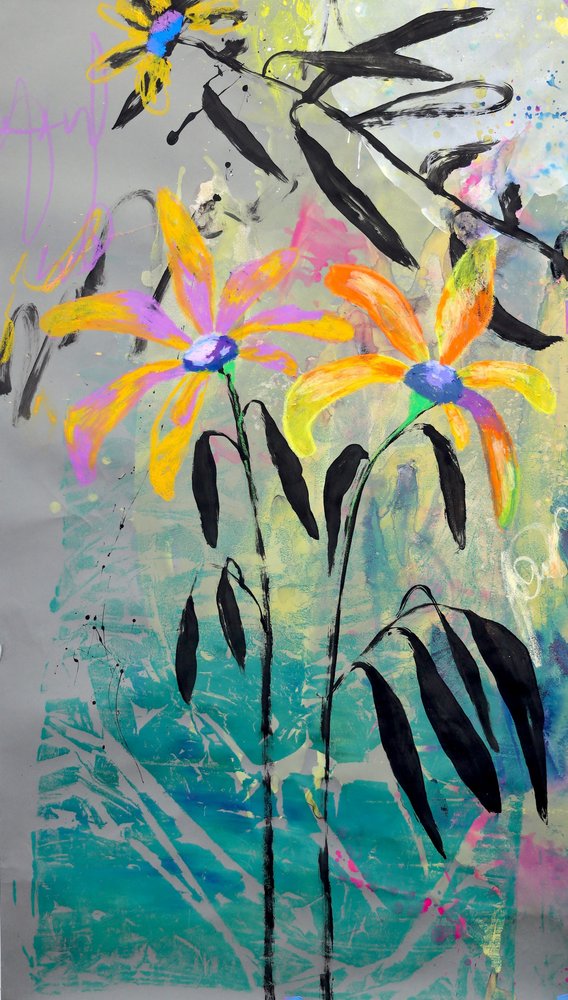 Levendige abstracte bloemen door Poonam Choudhary