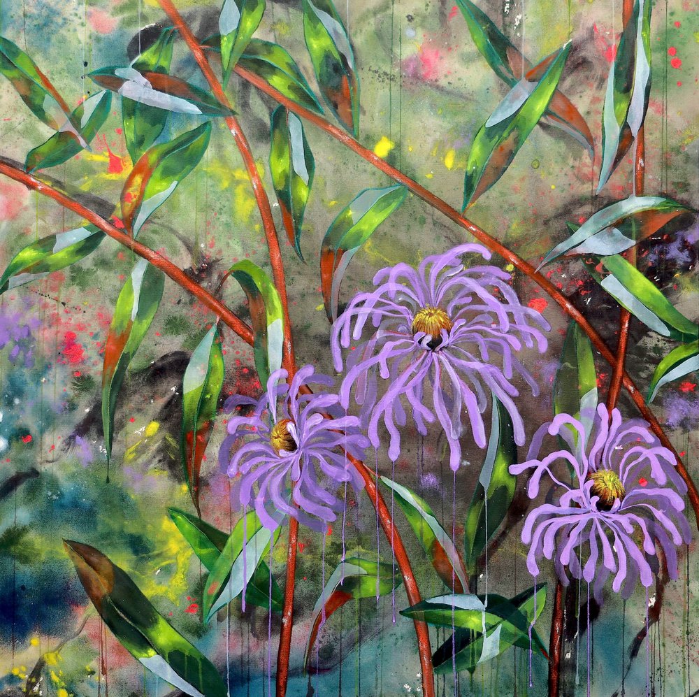 Levendige paarse bloemen in de tuin door Poonam Choudhary