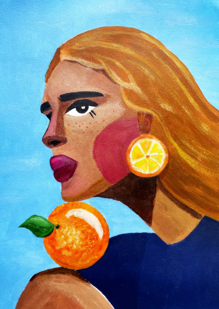 Vrouw met sinaasappel door Raissa Oltmanns
