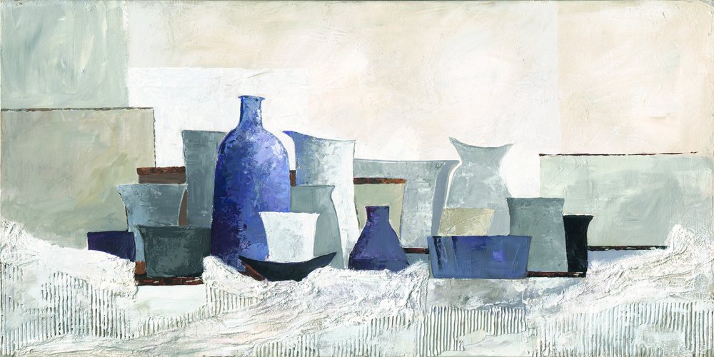 Modern blauw stilleven door Renate Holzner