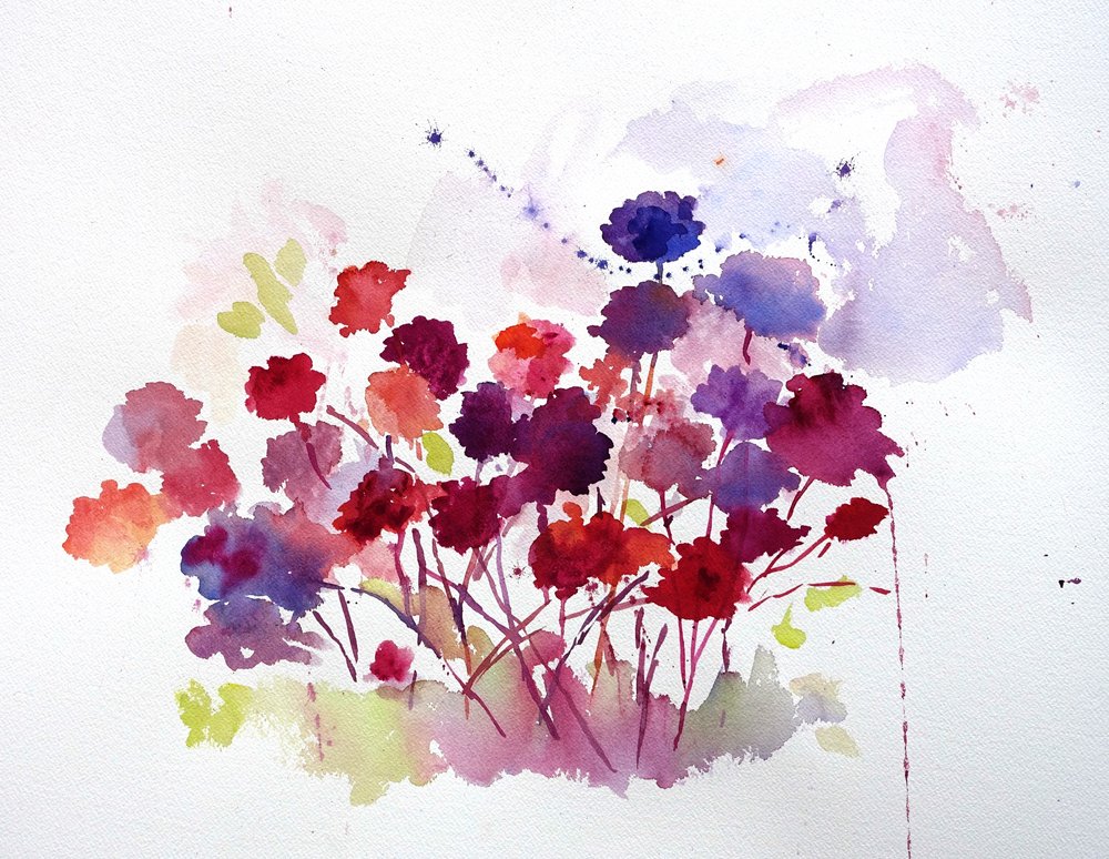 Levendige bloemen in aquarel door Renate Holzner