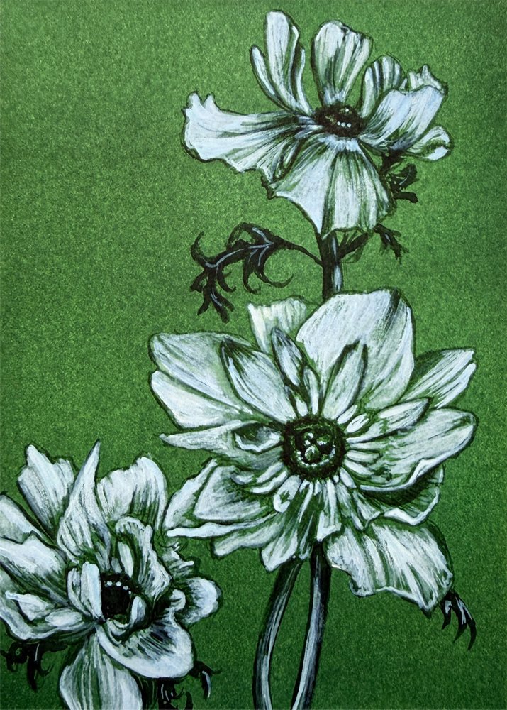 Griezelige groene bloemen door Renee Machan Cottagecore Artist