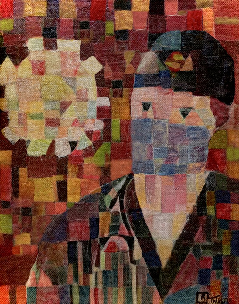 Geabstraheerd portret met masker door Robert Thirtle