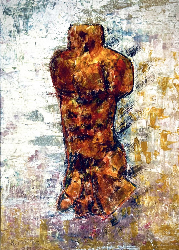 Beeldhouwwerk van een mannelijk torso door Robert Thirtle