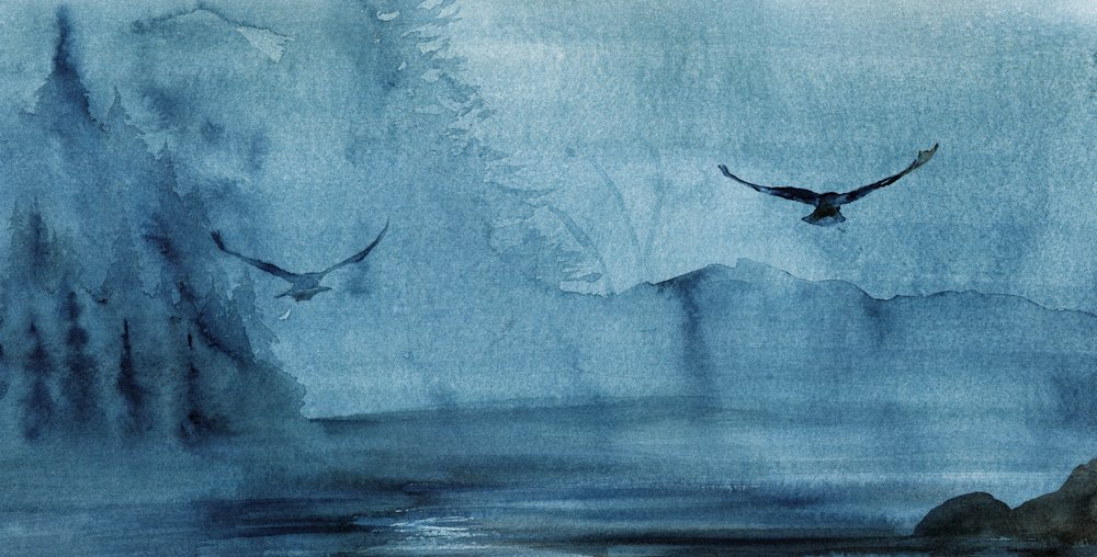 Vogels in blauwe mist door RodMacIver