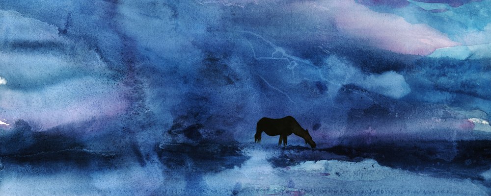 Blauw Paard in de schemering door RodMacIver