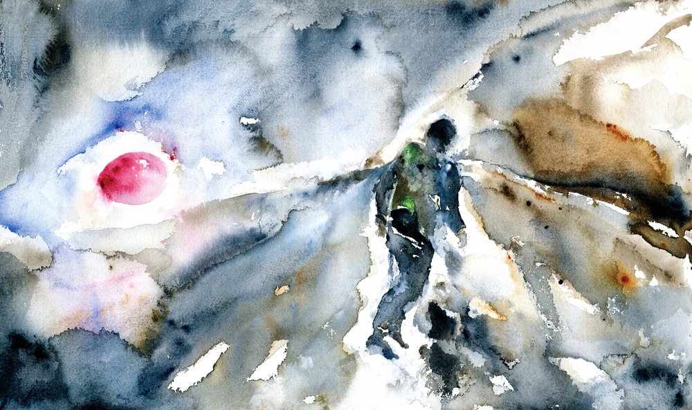 Figuur in abstract licht door RodMacIver