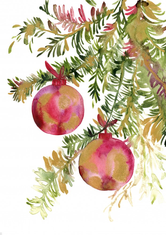 Kerstdennen en kerstballen door Rosana Laiz Blursbyai