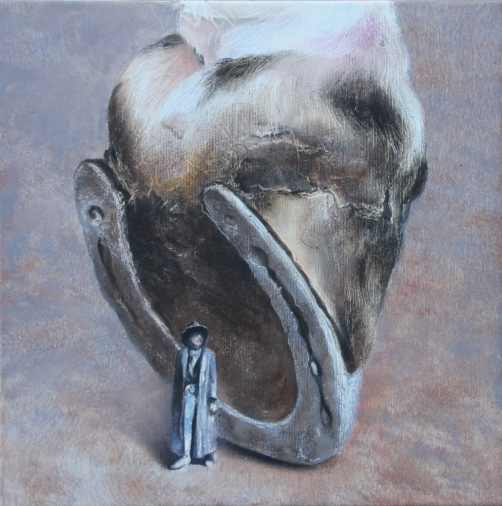 Reusachtige hoef, kleine man door Rudolf Kosow