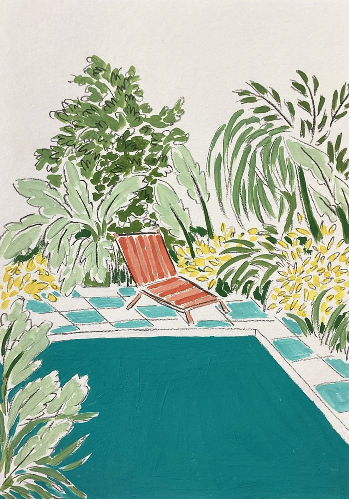 Ontspannende tuin bij het zwembad door Rushati Chowdhury