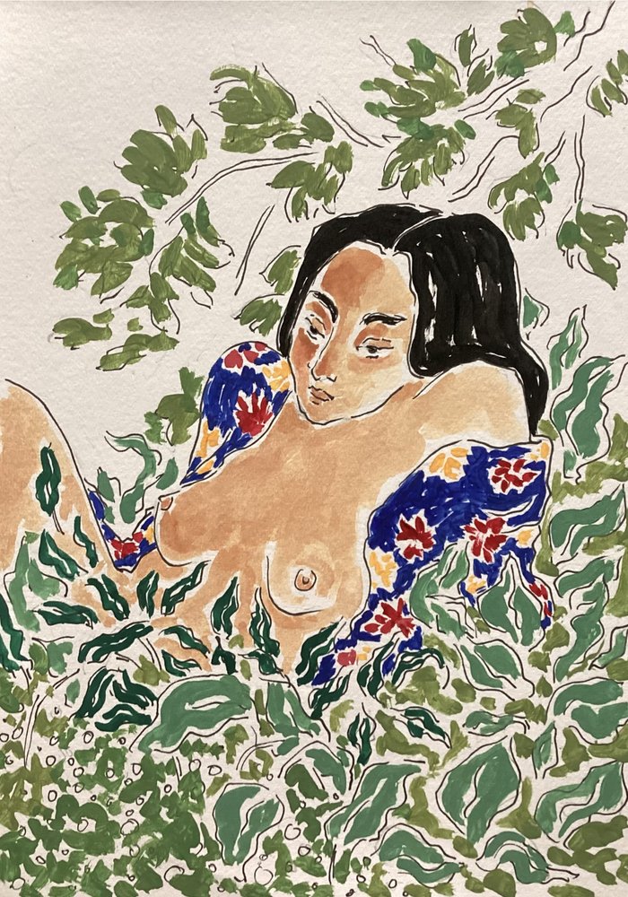 Vrouw in het gebladerte door Rushati Chowdhury