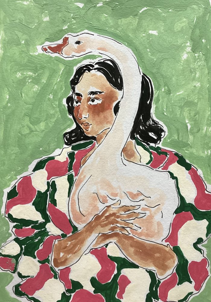 Vrouw en gans door Rushati Chowdhury