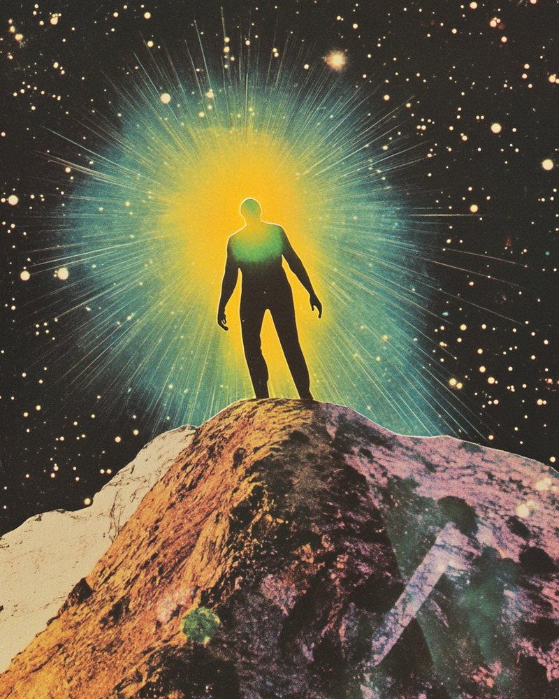 Eenzame figuur in kosmische gloed door Samantha Hearn
