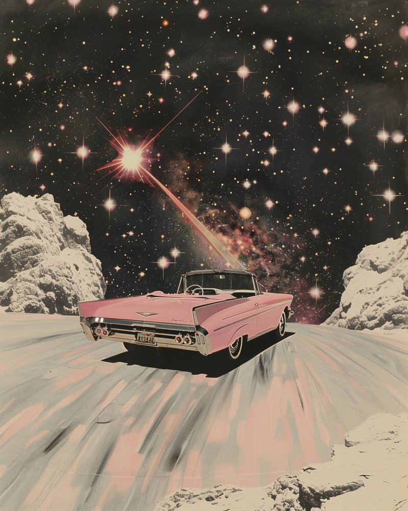Roze cabriolet Cosmic Drive door Samantha Hearn