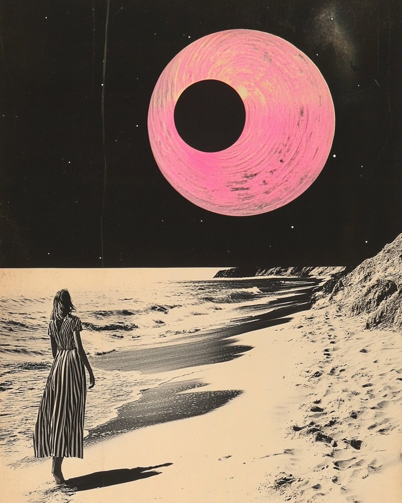 Pink Planet Stranddroom door Samantha Hearn