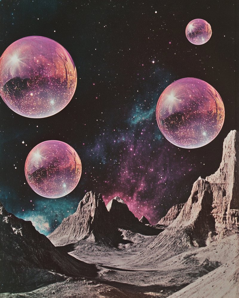 Paarse bollen in een buitenaards landschap door Samantha Hearn