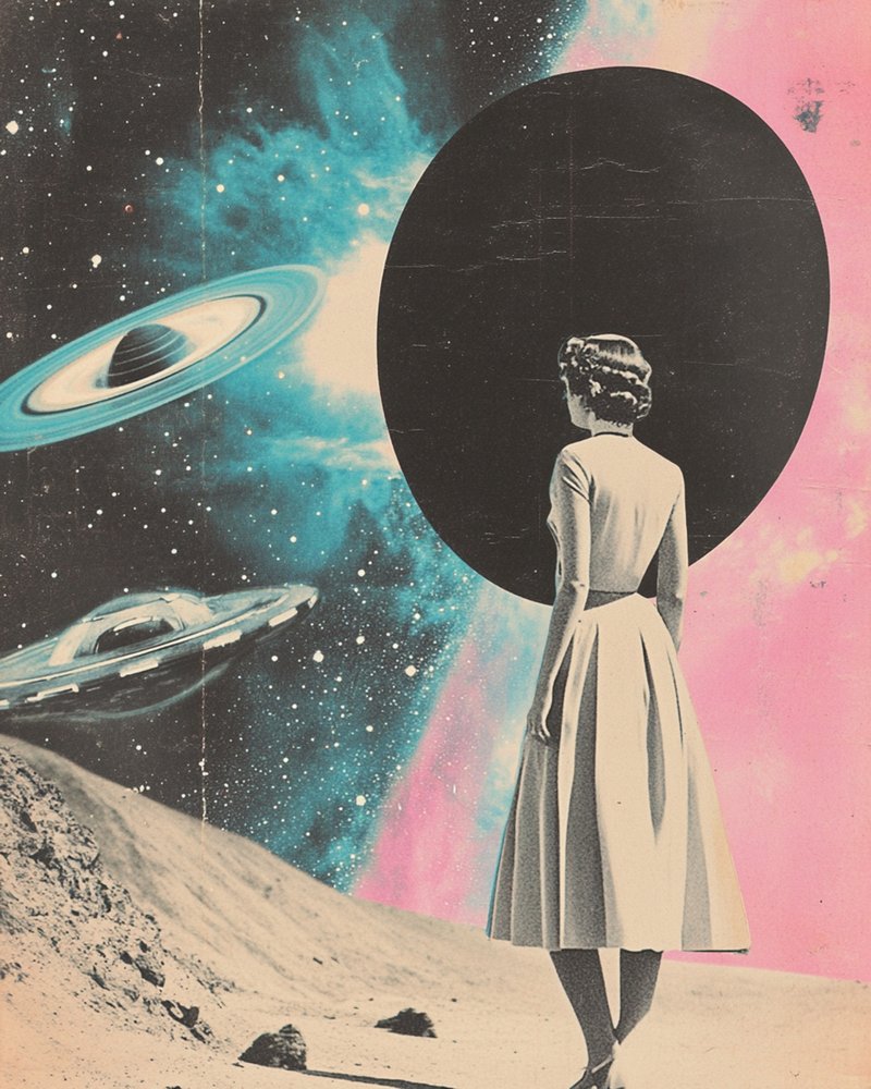 Vrouw in een kosmische droom door Samantha Hearn