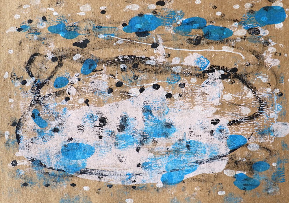 Blauw-witte abstracte spatten door Santhosh ch