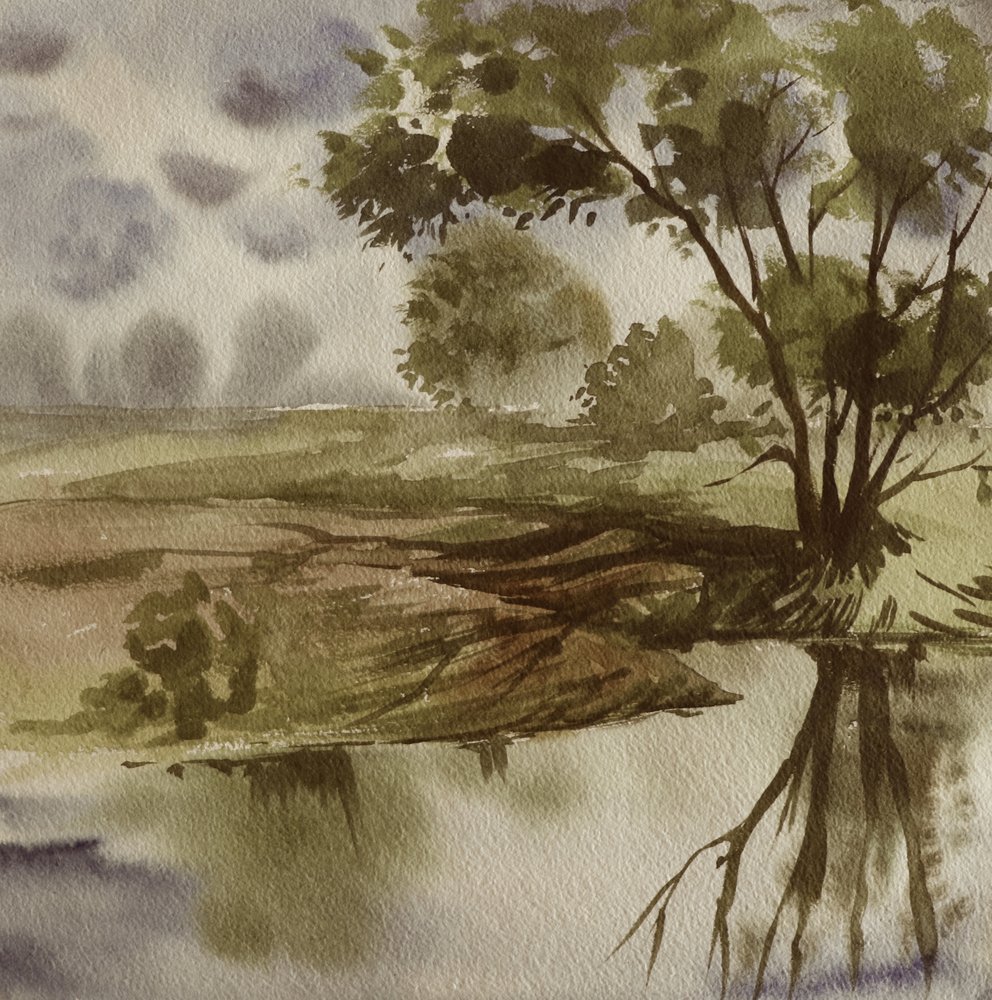 Rustige weerspiegeling in de rivier door Santhosh ch