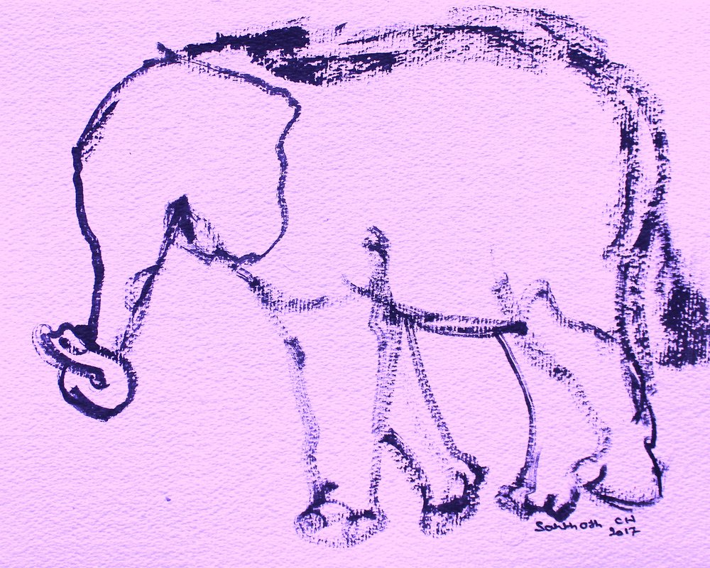 Tekening van een nieuwsgierige olifant door Santhosh ch