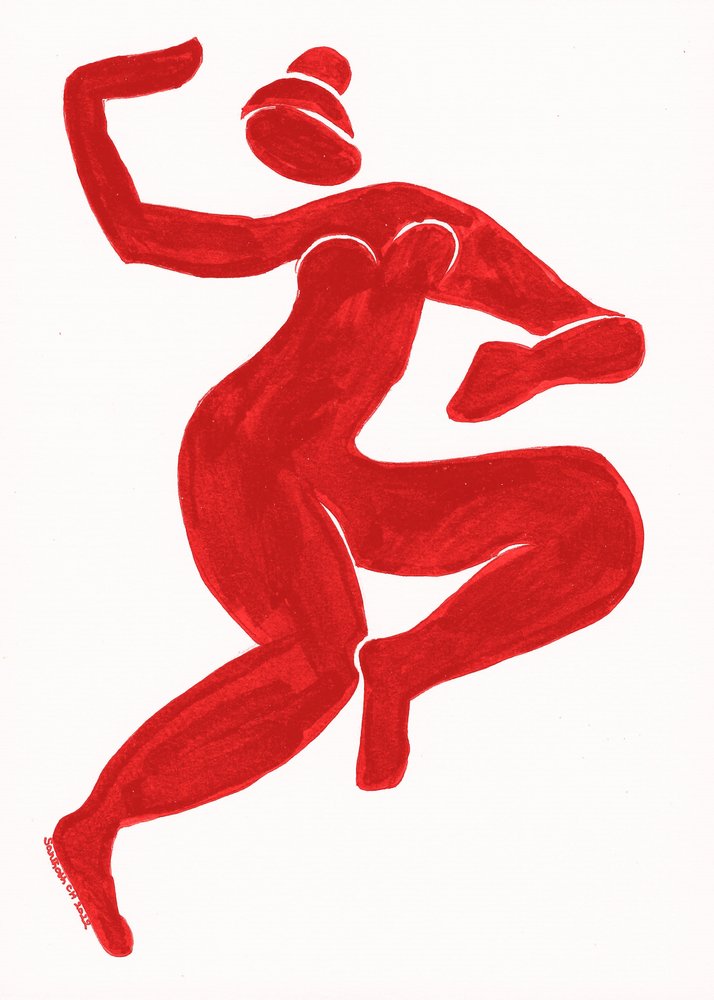 Dynamische rode danseres door Santhosh ch