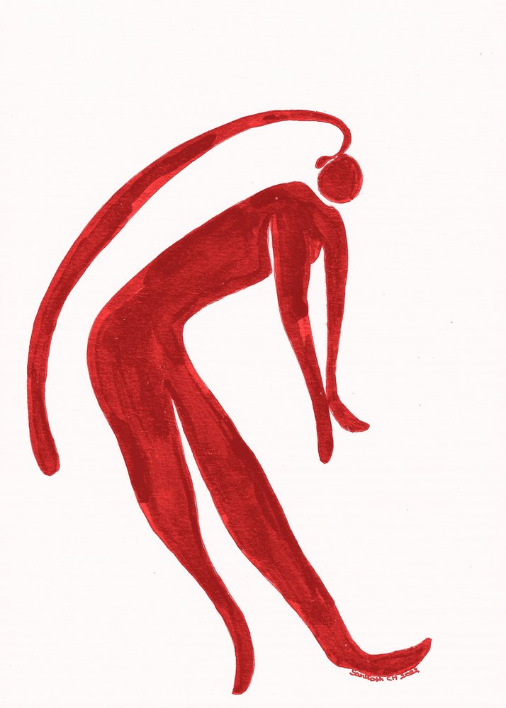Vloeiende rode danseres door Santhosh ch