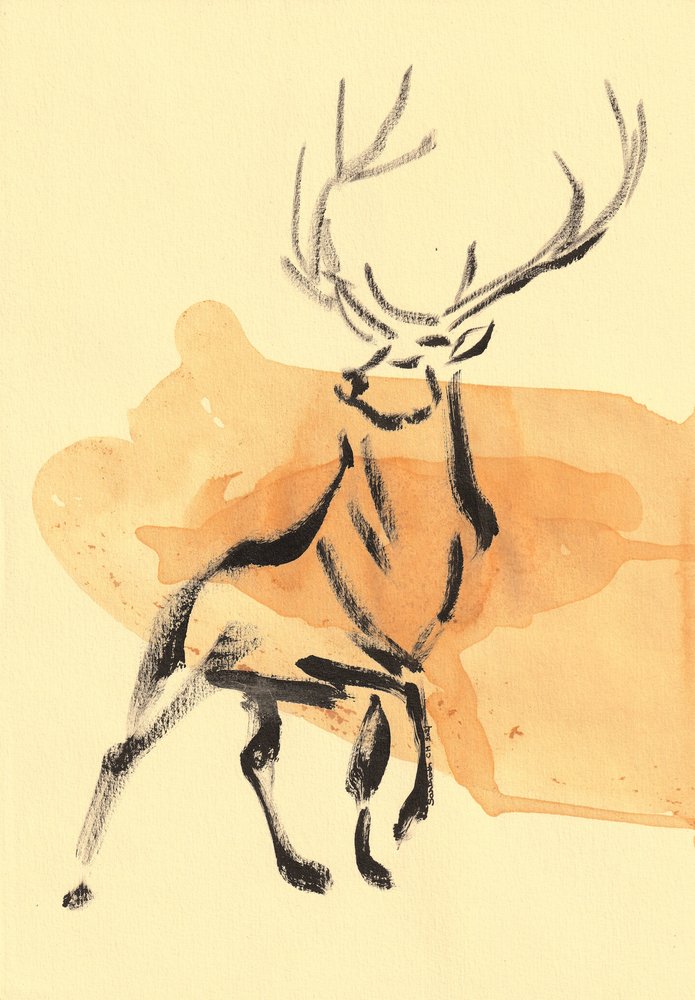 Majestueuze aquarel van een hert door Santhosh ch