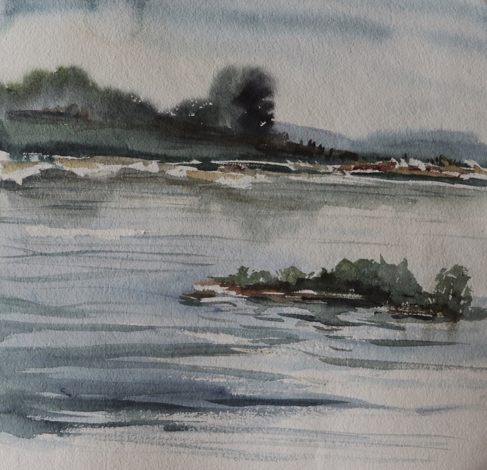 Landschap bij de Misty River door Santhosh ch