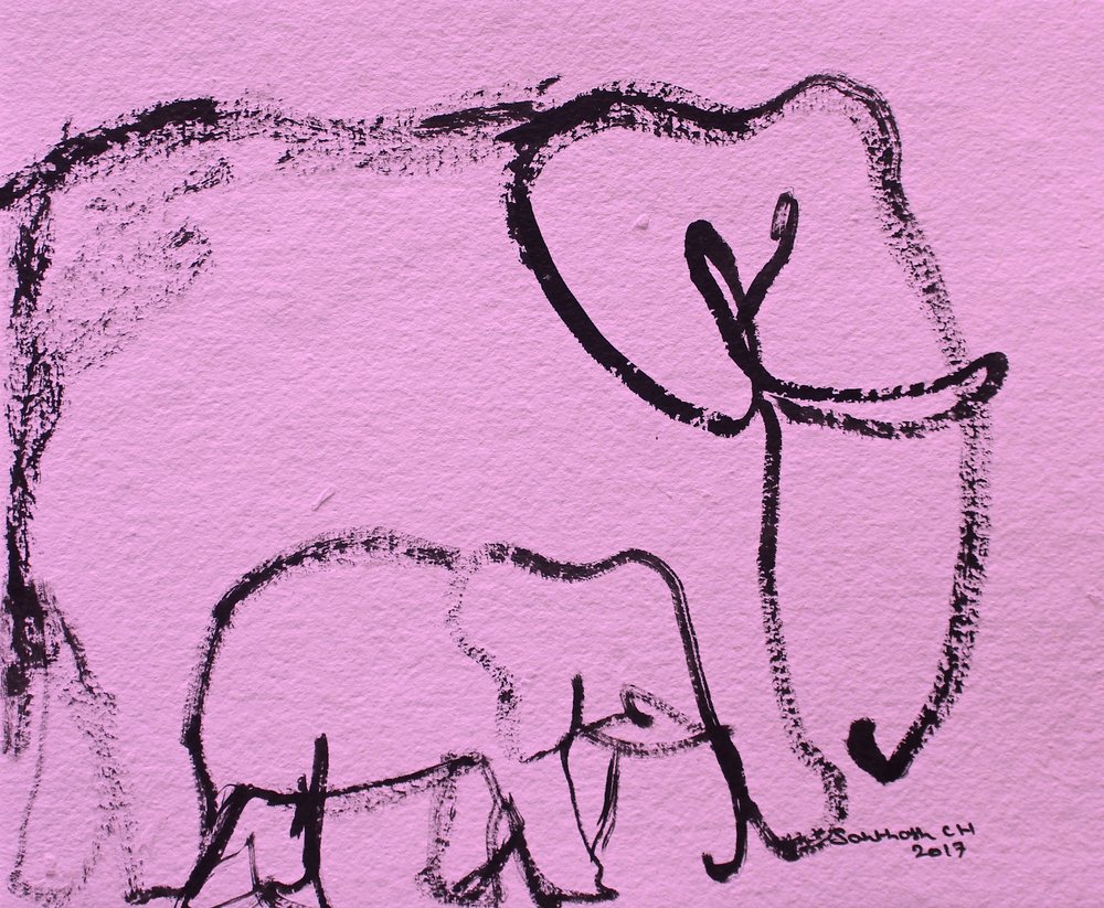 Roze olifantenfamilie door Santhosh ch