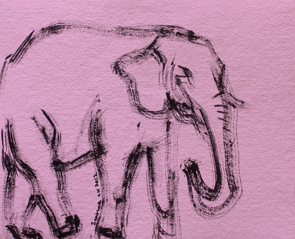 Roze olifantenschets door Santhosh ch