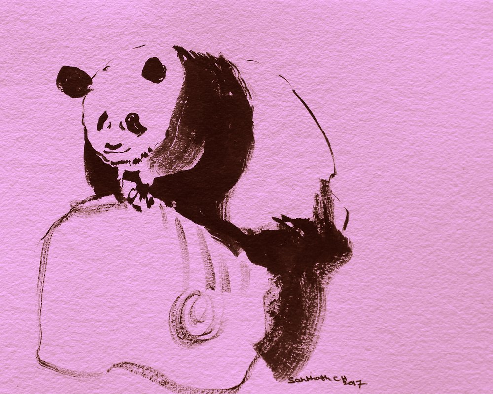 Schets van een roze panda door Santhosh ch