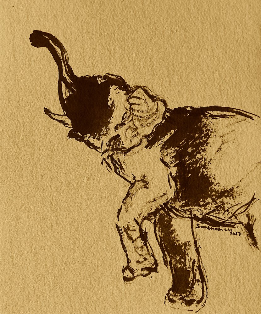 Krachtige oprijzende olifant door Santhosh ch