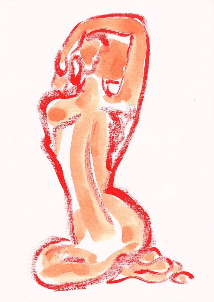 Studie naar een sensuele rode figuur door Santhosh ch