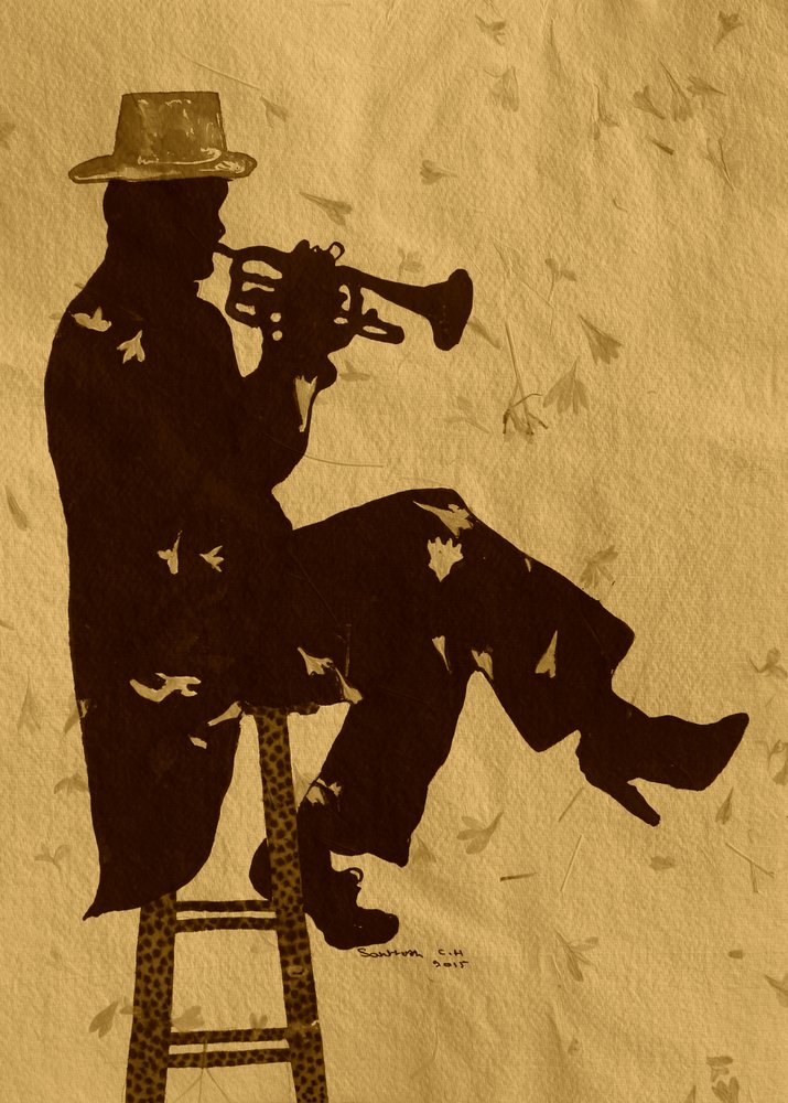 Silhouet van een bezielde trompettist door Santhosh ch