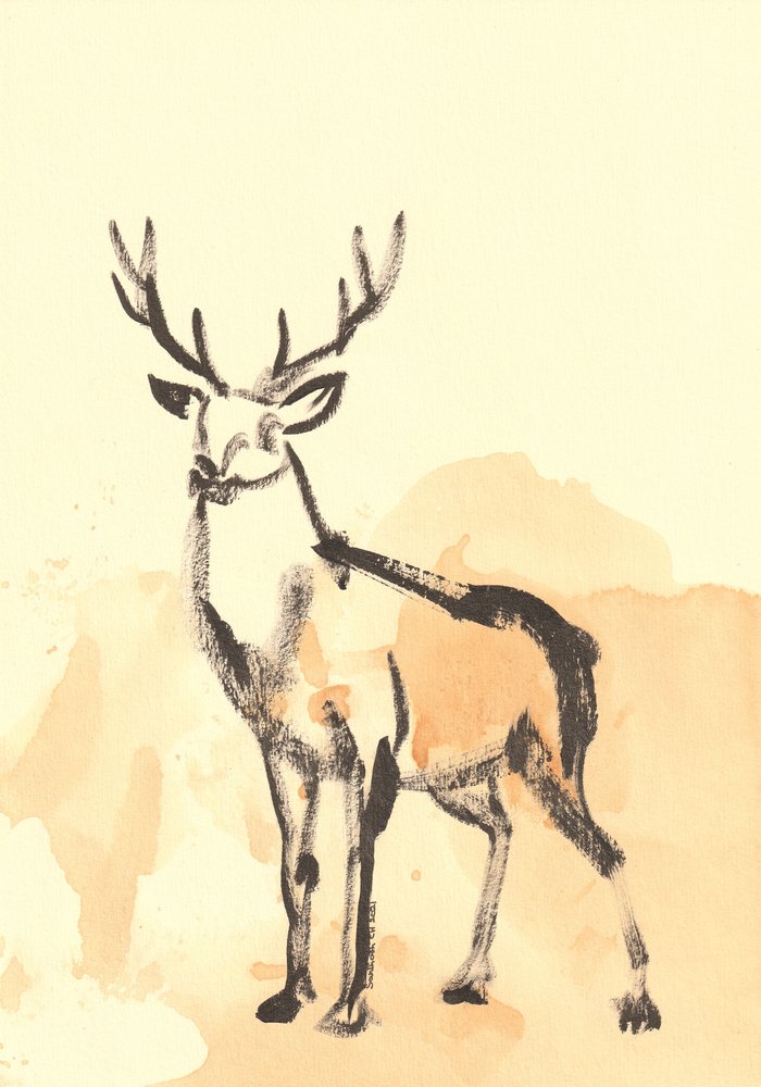 Aquarel van een hert door Santhosh ch