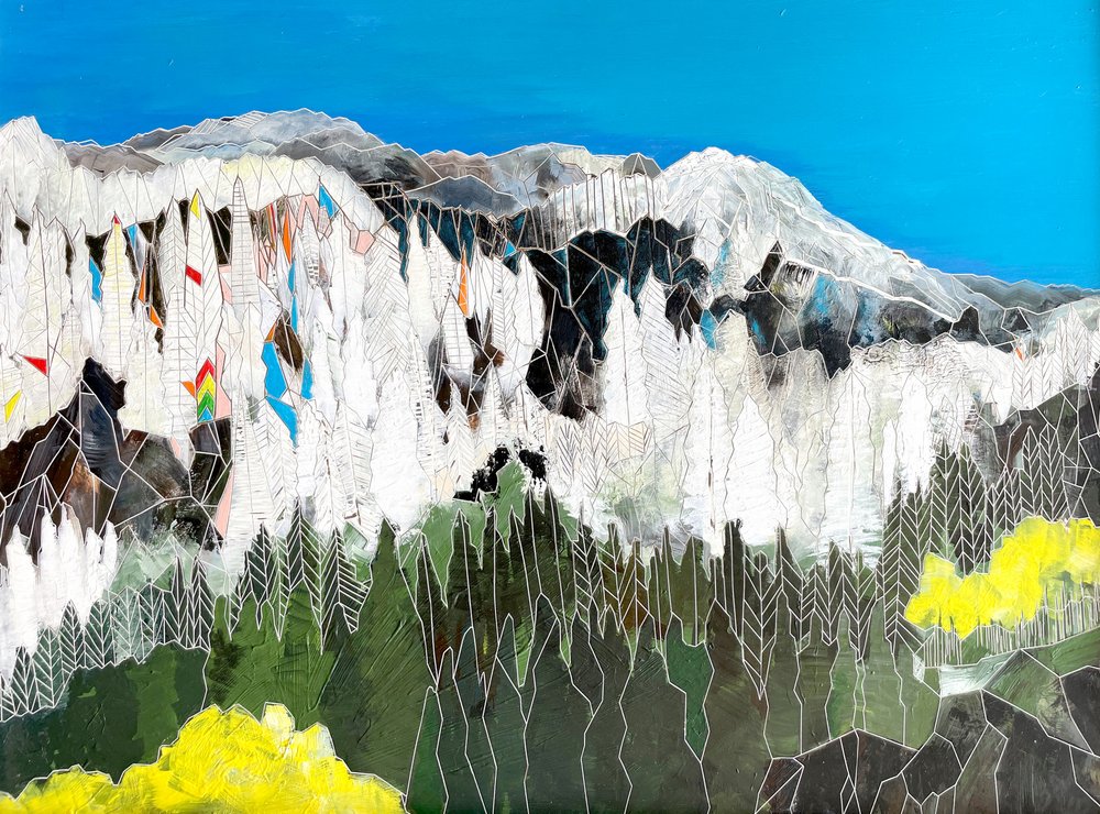 Geometrisch berglandschap door Sarah Fitzgerald
