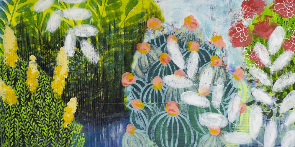 Heldere tuinbloemen door Shelley Hampe