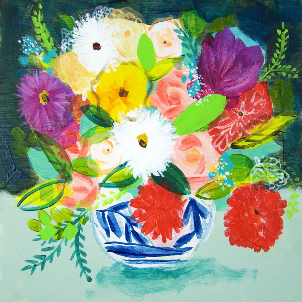 Levendig geschilderde bloemen door Shelley Hampe