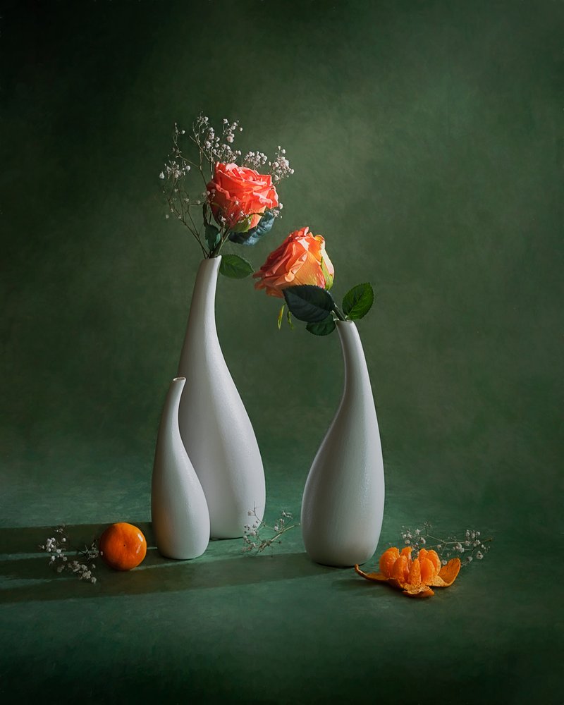 Stilleven met oranje rozen door Siyu_Wei APA