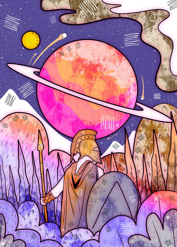 Spartaanse krijger kosmische planeet door Stephen Wade