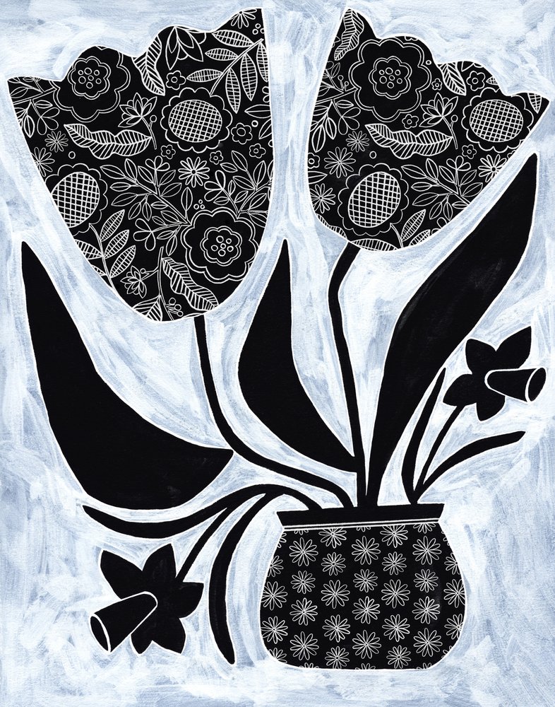 Folkbloemen met patronen door Susan Black